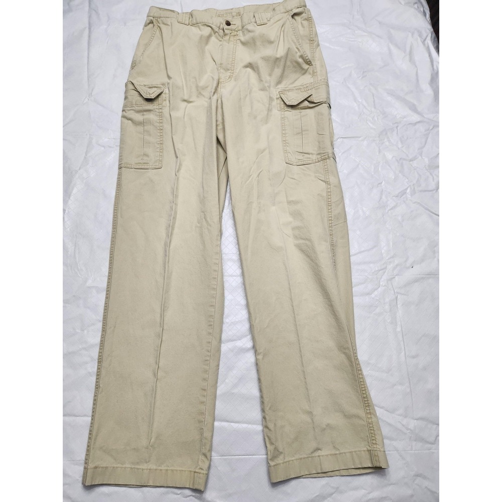 L.L.Bean‎ Cargo Pants Mens 35x34 Beige Canvas Straight Leg Casual Pockets